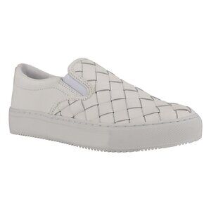 Marc Fisher Womens EUC White Calla Woven Leather Slip On Sneakers Shoes Size 8.5